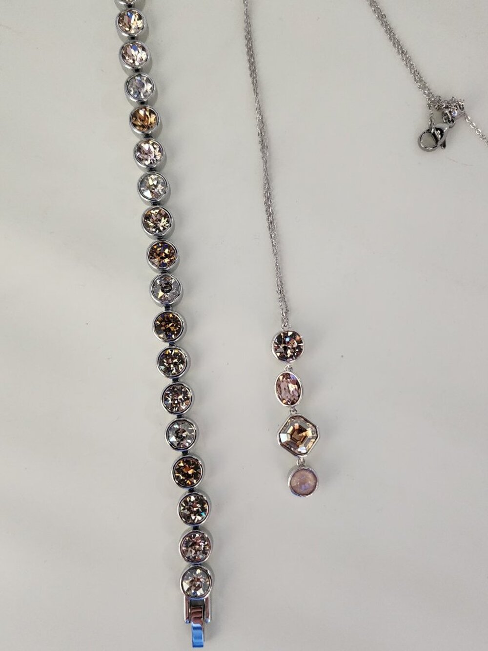 Touchstone Crystal Sand Bar Pendant Necklace and Ice Bracelet